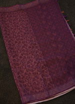 Load image into Gallery viewer, Deep Purple Printed Linen Saree