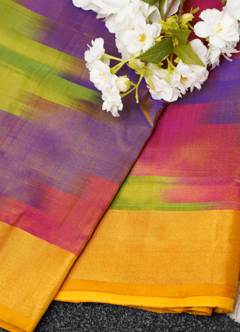 Multicolor Ikkat slik saree