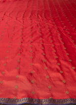 Load image into Gallery viewer, Buta Banarasi Silk saree in red and blue