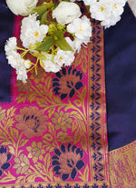 Load image into Gallery viewer, Blue banarasi silk saree
