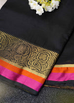 Load image into Gallery viewer, Black raw banarasi silk saree