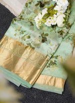 Load image into Gallery viewer, Banarasi floral organza saree