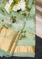 Load image into Gallery viewer, Banarasi floral organza saree