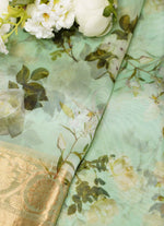 Load image into Gallery viewer, Banarasi floral organza saree