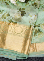 Load image into Gallery viewer, Banarasi floral organza saree