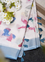 Load image into Gallery viewer, White Linen Saree