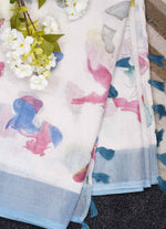 Load image into Gallery viewer, White Linen Saree