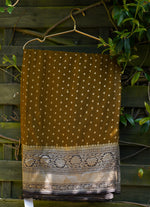 Load image into Gallery viewer, Dark Olive Green Banarasi Khaddi Georgette Saree