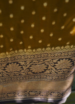 Load image into Gallery viewer, Dark Olive Green Banarasi Khaddi Georgette Saree