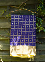 Load image into Gallery viewer, Blue and Lemon colur combination Pure Khaddi Georgette Saree