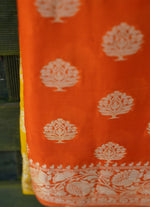 Load image into Gallery viewer, Orange and yellow shaded Chiffon Saree from Banaras