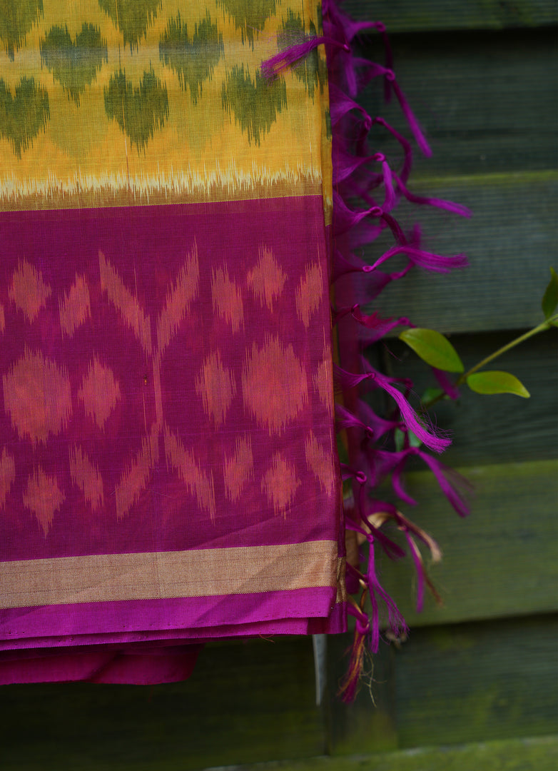 Hand woven Ponchompalli Ikkat Cotton Silk Saree