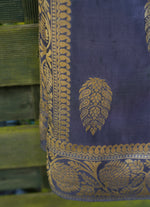 Load image into Gallery viewer, Ash and turnish gold Munga Silk Saree