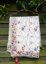 Load image into Gallery viewer, Milky White Parsi Gara Embroidery work Georgette Saree