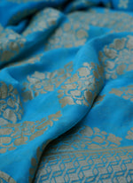 Load image into Gallery viewer, Sky blue Banarasi Pure Georgette Khaddi Saree