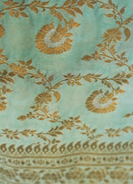 Load image into Gallery viewer, Light olive green Banarasi Pure Georgette Khaddi Saree