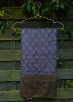 Load image into Gallery viewer, Grey colour with copper border and pallu half silk saree from Banaras