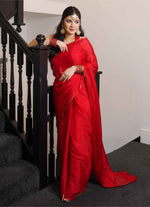 Load image into Gallery viewer, Mysore Pure Chiffon Silk Saree in Bright Red
