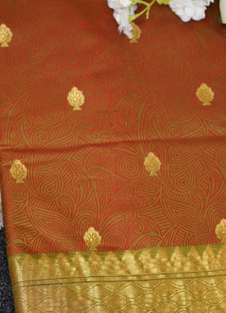 Orange banarasi silk saree