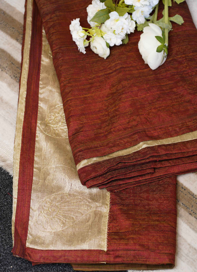 Bangladeshi hand embroidary raw silk saree