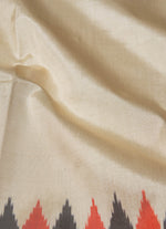 Load image into Gallery viewer, Cream and black Ikat silk saree