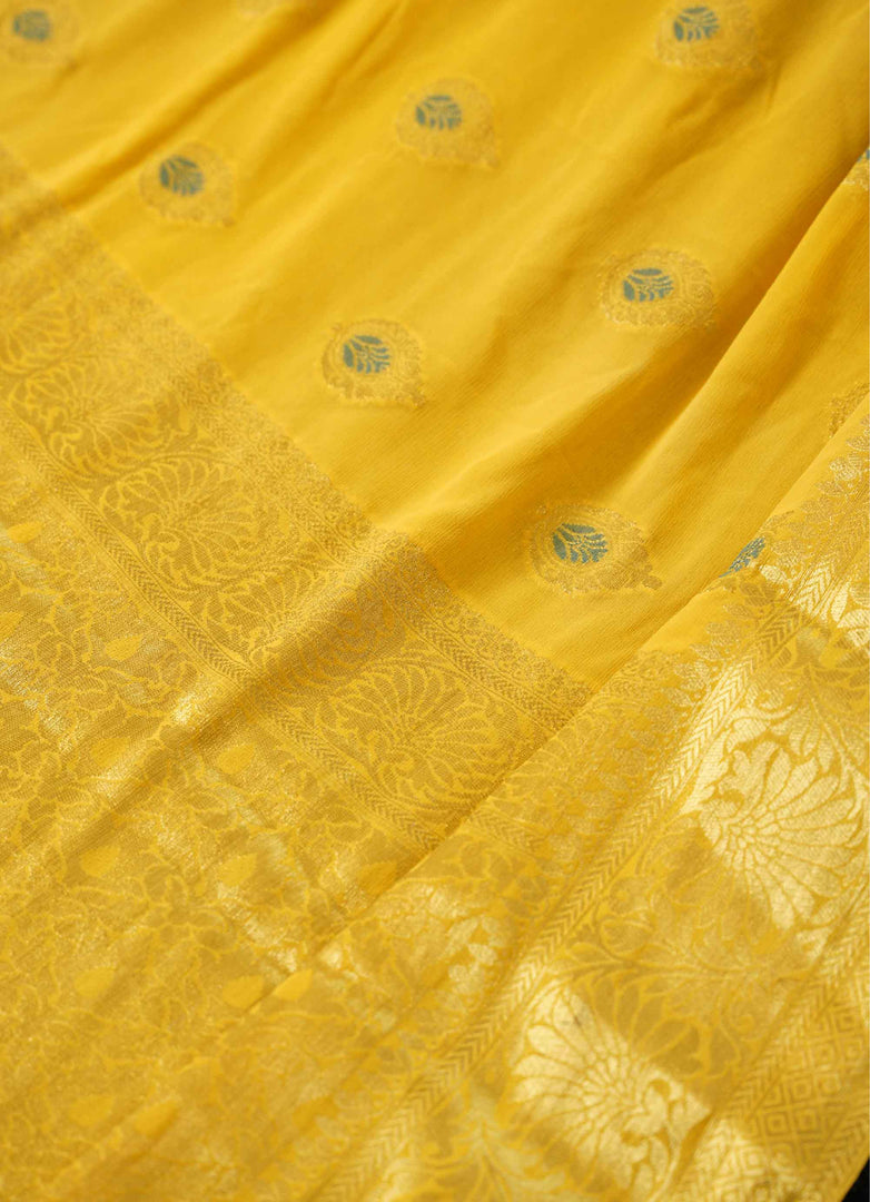 Yellow Benarashi silk saree