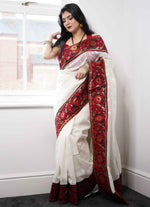 Load image into Gallery viewer, Dhakai Cotton Jamdani Saree with Katan border
