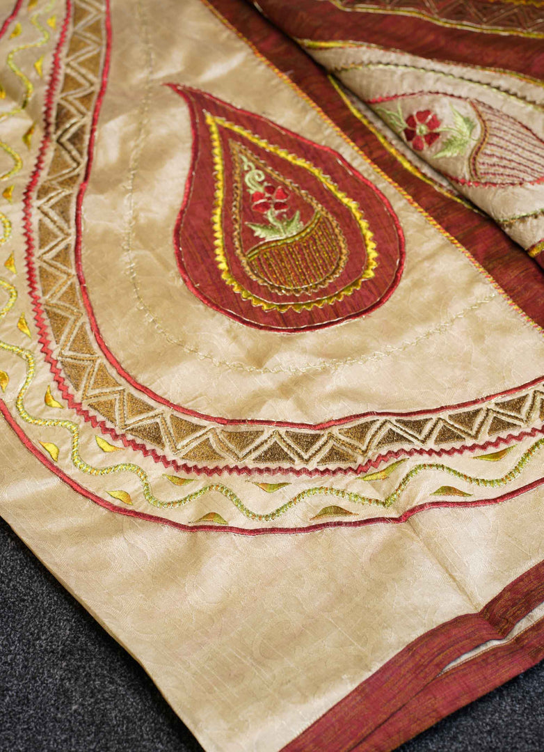 Bangladeshi hand embroidary raw silk saree