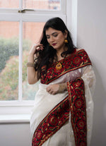 Load image into Gallery viewer, Dhakai Cotton Jamdani Saree with Katan border
