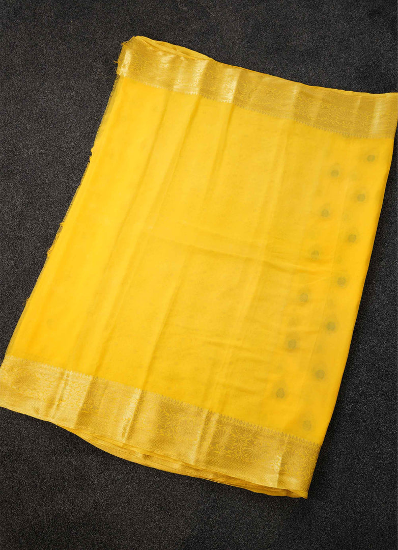 Yellow Benarashi silk saree