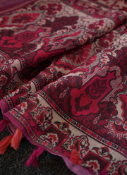 Red Floral linen Saree