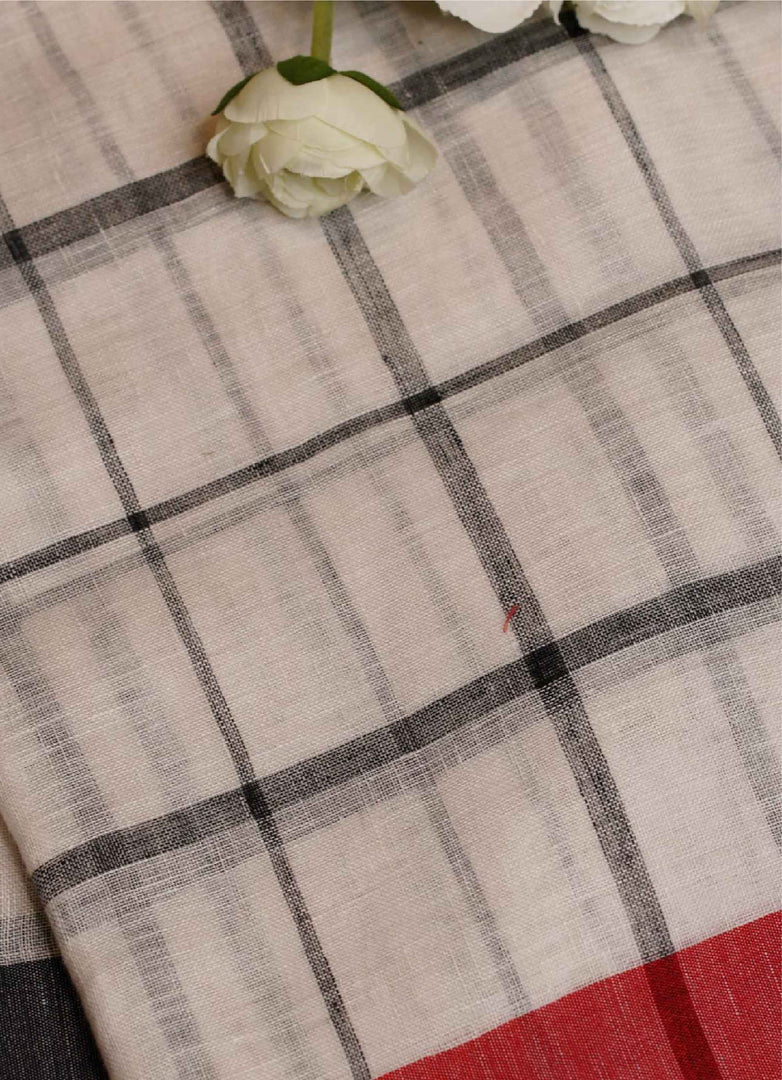 Pure cotton linen saree