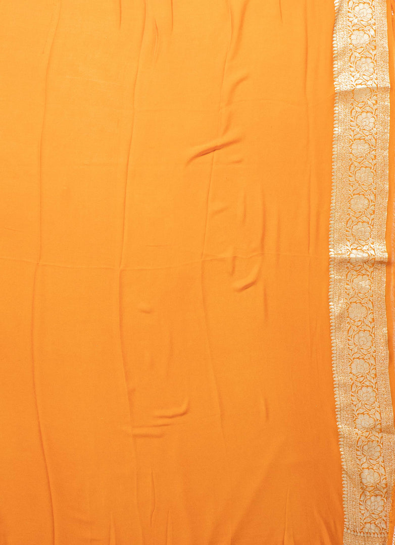 Pure Khaddi Georgette Saree in Kesar