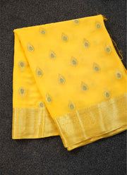 Yellow Benarashi silk saree