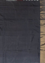Cream and black Ikat silk saree