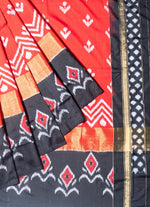 Load image into Gallery viewer, Panchompali Ikat silk saree in Black and red
