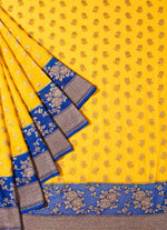 Load image into Gallery viewer, khaddi Georgette Saree in Blue and yellow
