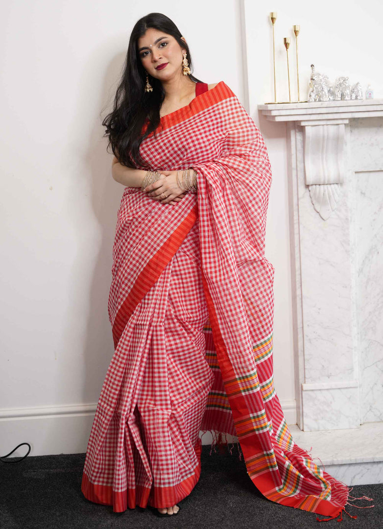Gamsa pattern Tangail cotton saree