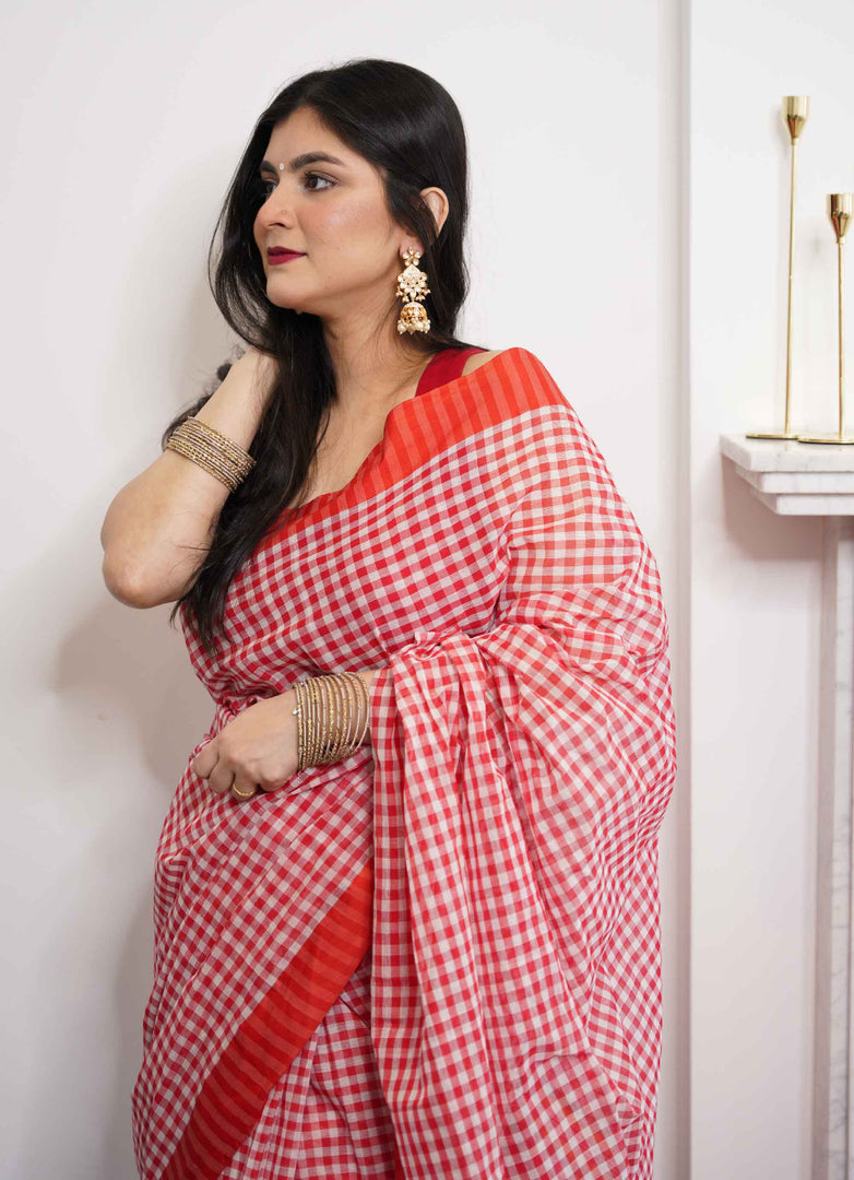 Gamsa pattern Tangail cotton saree