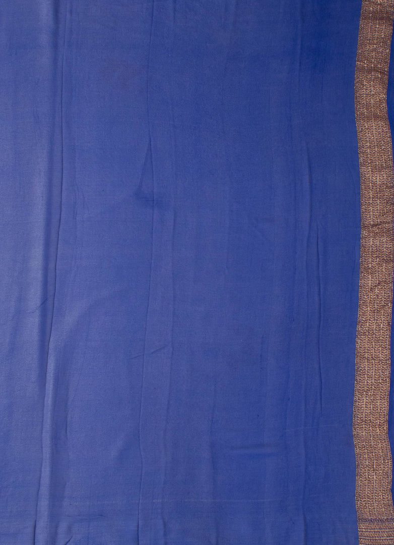 khaddi Georgette Saree in Blue and yellow