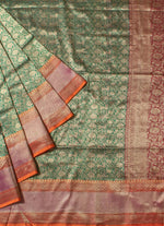 Load image into Gallery viewer, Bottle green Shikargah silk saree