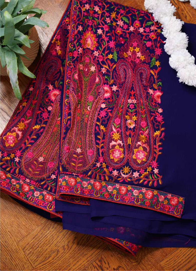 Georgette embroidery saree