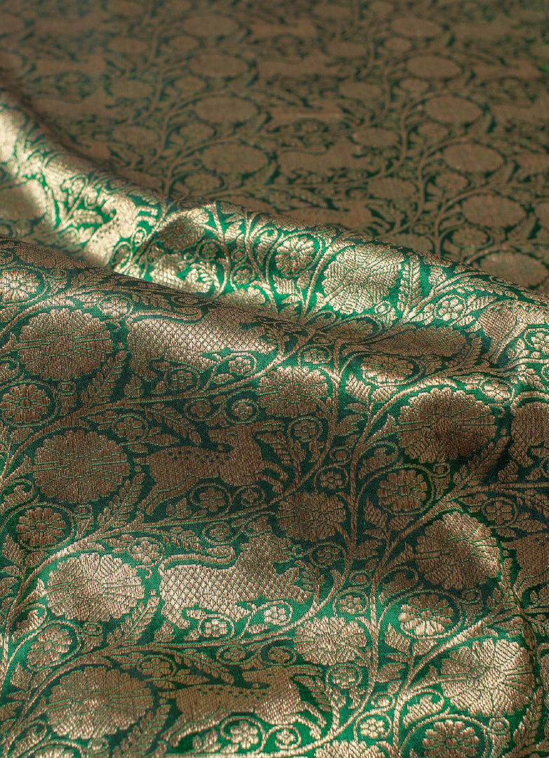 Bottle green Shikargah silk saree