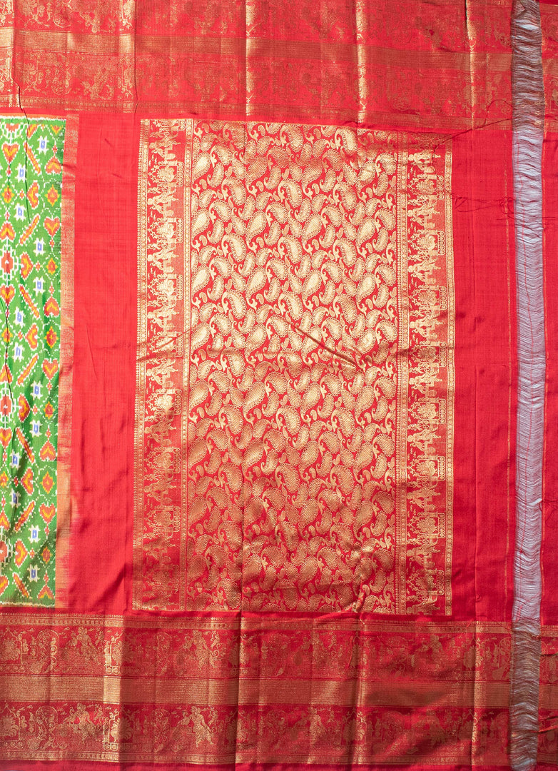Ponchompali Ikat silk saree with kanjipuram border and anchal