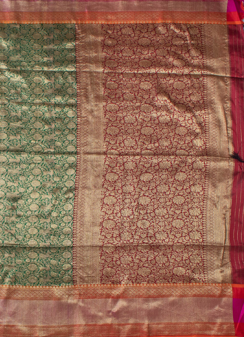 Bottle green Shikargah silk saree
