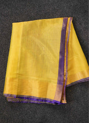 Benarashi silk saree in purple and yellow