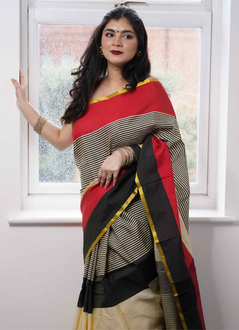 Semi Silk Saree in trio colour combo