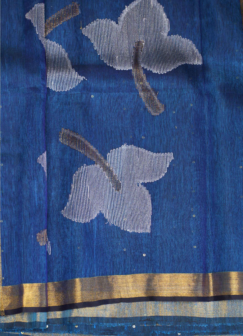 Hand painted raw silk saree