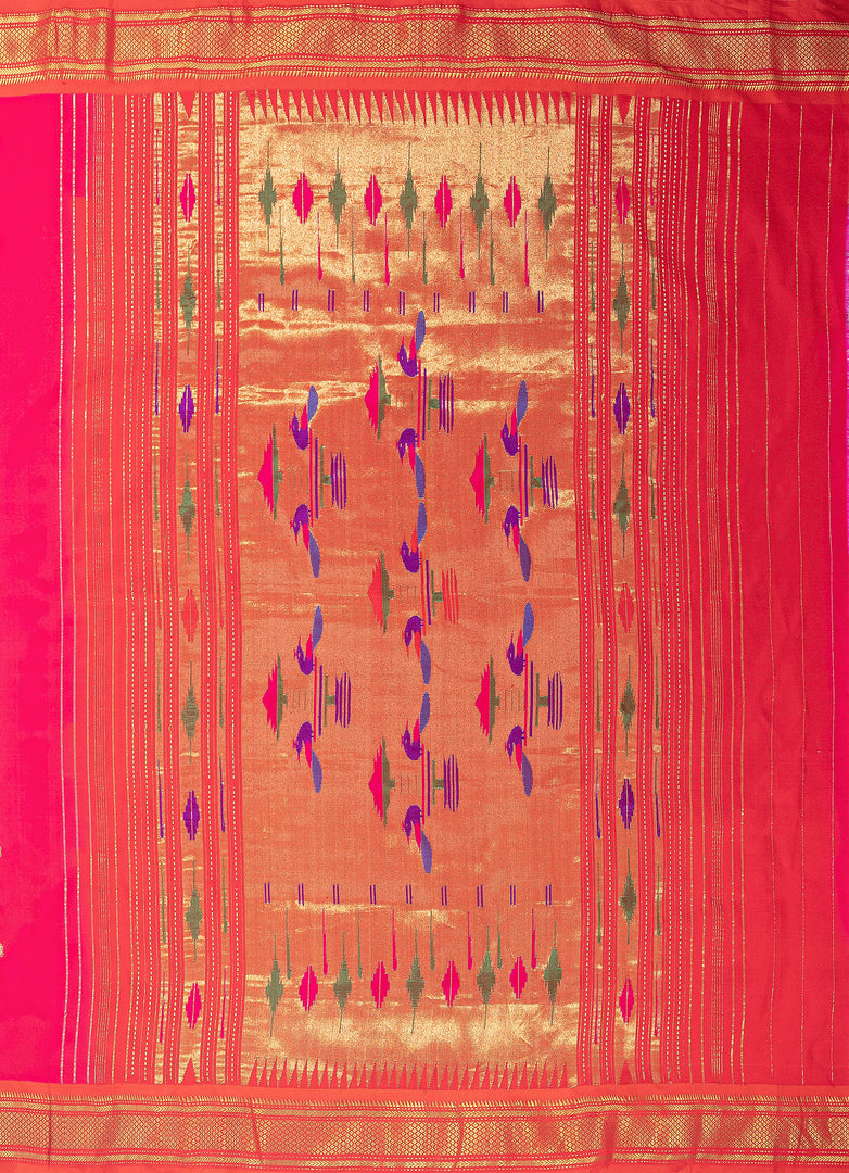 Benarasi Silk Saree in fuchia pink with Paithani Border and Pallu