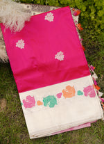 Load image into Gallery viewer, Banarasi silk kadwa butta fuchia pink saree